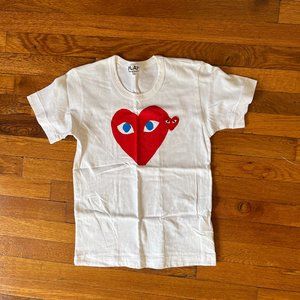 Comme des Garcons Play Heart Print Logo Patch T-Shirt - White